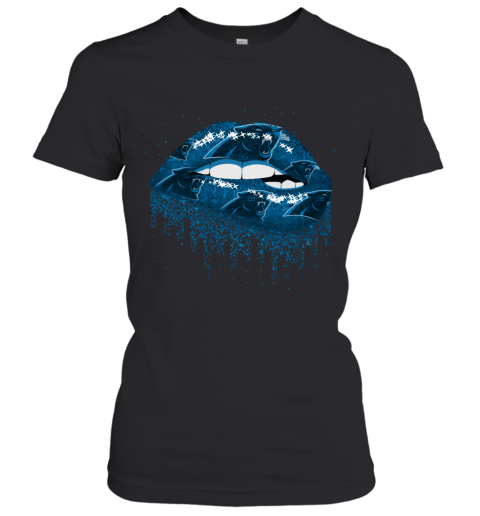 Biting Glossy Lips Sexy Carolina Panthers NFL Football Women's T-Shirt