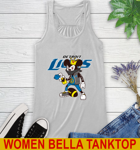 Detroit Lions NFL Football Mickey Peace Sign Sports Racerback Tank