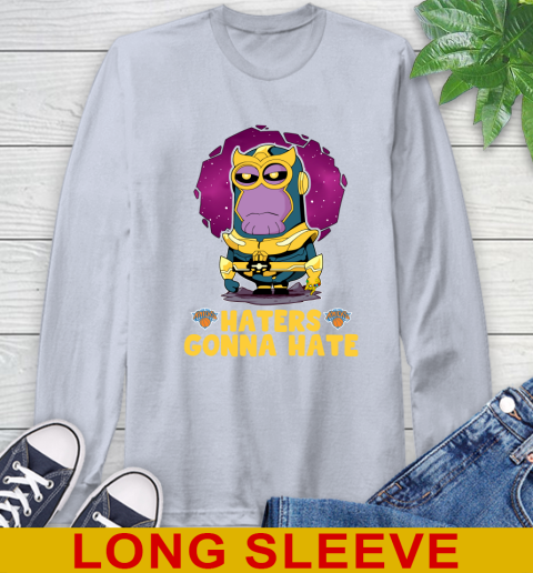 NBA Basketball New York Knicks Haters Gonna Hate Thanos Minion Marvel Shirt Long Sleeve T-Shirt - Image 7