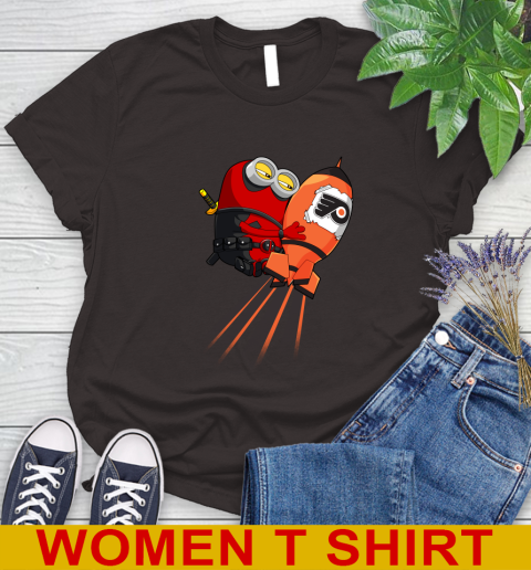 NHL Hockey Philadelphia Flyers Deadpool Minion Marvel Shirt Women's T-Shirt 9