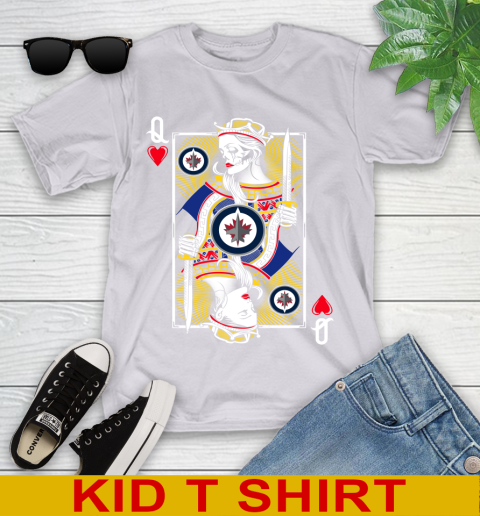 NHL Hockey Winnipeg Jets The Queen Of Hearts Card Shirt Youth T-Shirt 4