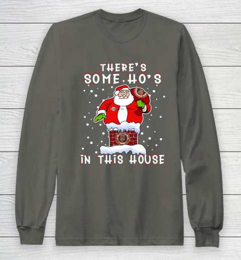 San Francisco Giants Christmas There Is Some Hos In This House Santa Stuck In The Chimney MLB Long Sleeve T-Shirt 5
