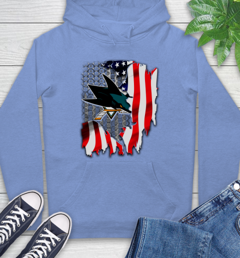 San Jose Sharks NHL Hockey American Flag Hoodie 11