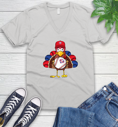 Philadelphia Phillies Turkey thanksgiving V-Neck T-Shirt