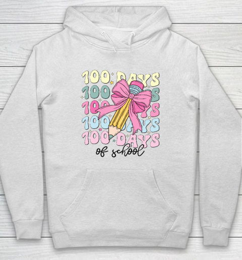 100 Days of School Girls Coquette Bow 100th Day of School Hoodie