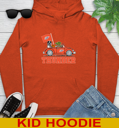NBA Basketball Oklahoma City Thunder Darth Vader Baby Yoda Driving Star Wars Shirt Youth Hoodie 5