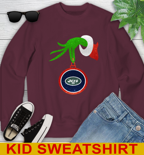 New York Jets Grinch Merry Christmas NFL Football Youth Sweatshirt 5