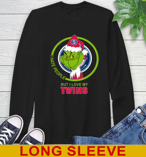Minnesota Twins MLB Christmas Grinch I Hate People But I Love My Favorite Baseball Team Long Sleeve T-Shirt 2