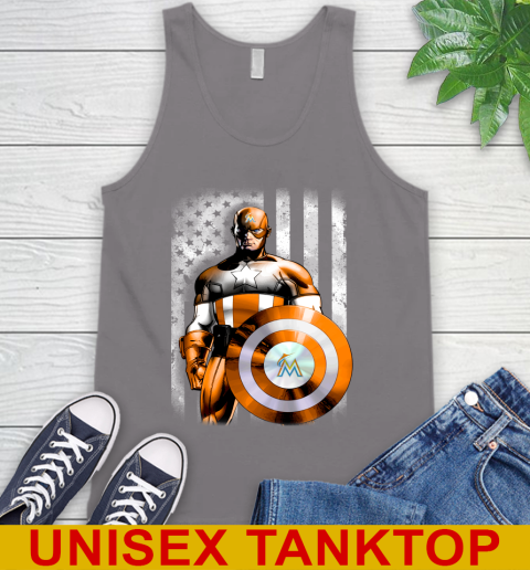Miami Marlins MLB Baseball Captain America Marvel Avengers American Flag Shirt Tank Top 6