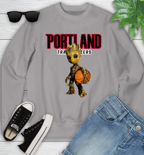 Portland Trail Blazers NBA Basketball Groot Marvel Guardians Of The Galaxy Youth Sweatshirt 4