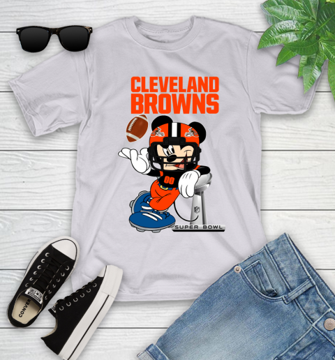 NFL Cleveland Browns Mickey Mouse Disney Super Bowl Football T Shirt Youth T-Shirt 4