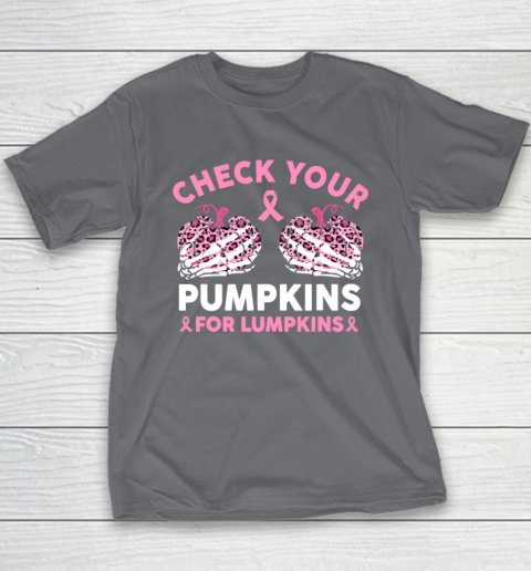 Check Your Pumpkins Breast Cancer Awareness Halloween Youth T-Shirt 5