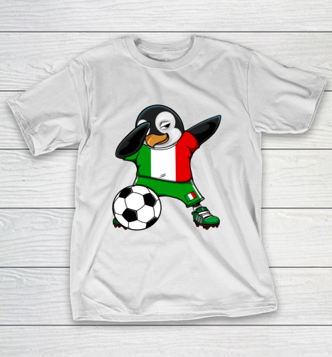 Dabbing Penguin Italy Soccer Fans Jersey Flag Football Lover T-Shirt