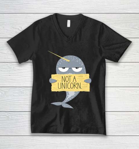 Not A Unicorn Cute Funny Narwhal Graphic V-Neck T-Shirt