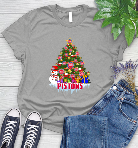 Detroit Pistons Merry Christmas NBA Basketball Sports Women's T-Shirt 10