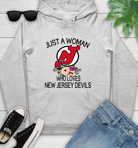 NHL Just A Woman Who Loves New Jersey Devils Hockey Sports Youth Hoodie