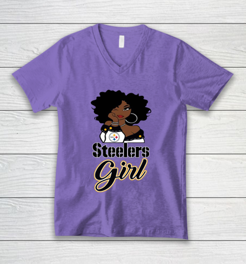 Pittsburgh Steelers Girl NFL V-Neck T-Shirt 9