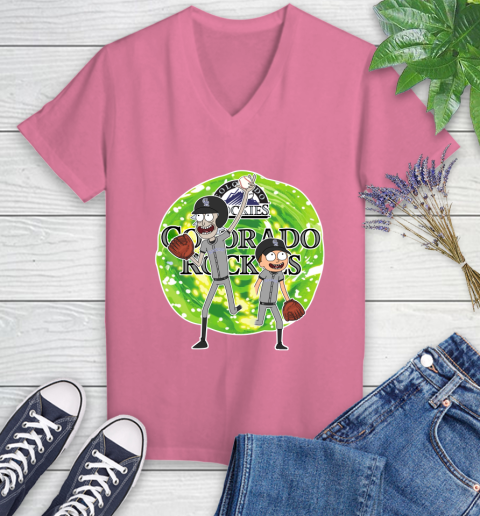 MLB Colorado Rockies Rick And Morty Baseball Sports Women's V-Neck T-Shirt 13