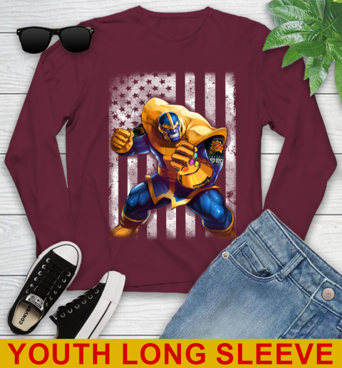 NBA Basketball Phoenix Suns Thanos Marvel American Flag Shirt Youth Long Sleeve - Image 7