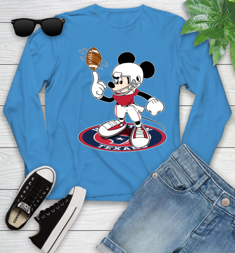 NFL Football Houston Texans Cheerful Mickey Disney Shirt Youth Long Sleeve 7