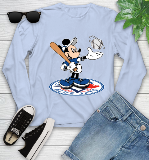 MLB Baseball Toronto Blue Jays Cheerful Mickey Disney Shirt Youth Long Sleeve 9