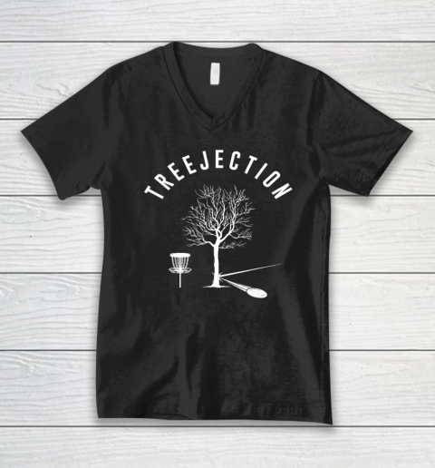 Treejection Disc Golf Funny Sports Tree Disc Golf Player V-Neck T-Shirt