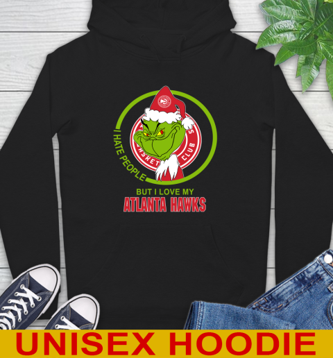 Atlanta Hawks NBA Christmas Grinch I Hate People But I Love My Favorite Basketball Team Hoodie 2