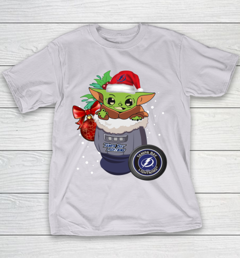Tampa Bay Lightning Christmas Baby Yoda Star Wars Funny Happy NHL Youth T-Shirt 5