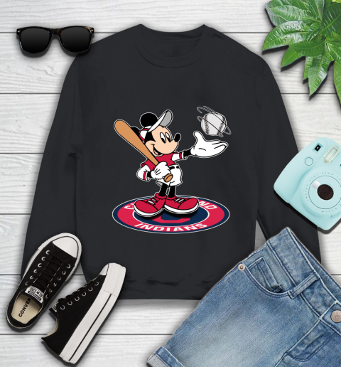 MLB Baseball Cleveland Indians Cheerful Mickey Disney Shirt Youth Sweatshirt