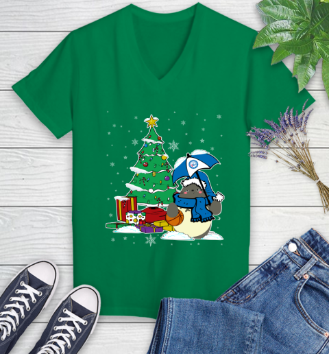 Philadelphia 76ers NBA Basketball Cute Tonari No Totoro Christmas Sports Women's V-Neck T-Shirt 5