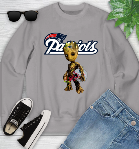 New England Patriots NFL Football Groot Marvel Guardians Of The Galaxy Youth Sweatshirt 4