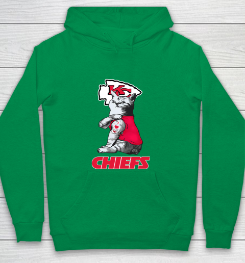 NFL Football My Cat Loves Kansas City Chiefs Youth Hoodie 4