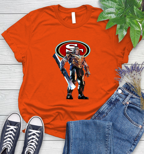 NFL Thanos Gauntlet Avengers Endgame Football San Francisco 49ers Women's T-Shirt 4