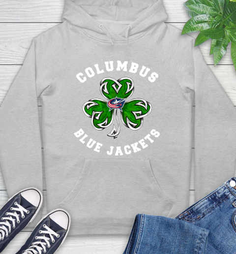 NHL Columbus Blue Jackets Three Leaf Clover St Patrick's Day Hockey Sports Hoodie 6