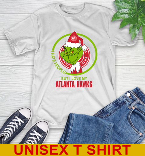 Atlanta Hawks NBA Christmas Grinch I Hate People But I Love My Favorite Basketball Team T-Shirt