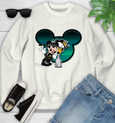 NHL Pittsburgh Penguins Stanley Cup Mickey Mouse Disney Hockey T Shirt Youth Sweatshirt