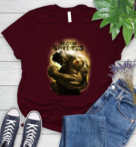 Arizona Coyotes NHL Hockey Hulk Marvel Avengers Sports Women's T-Shirt 7