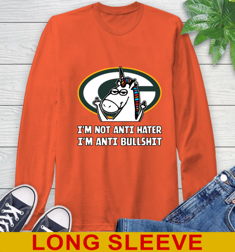 Green Bay Packers NFL Football Unicorn I'm Not Anti Hater I'm Anti Bullshit Long Sleeve T-Shirt 5