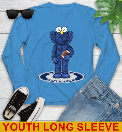 NFL Football Dallas Cowboys Kaws Bff Blue Figure Shirt Youth Long Sleeve 8