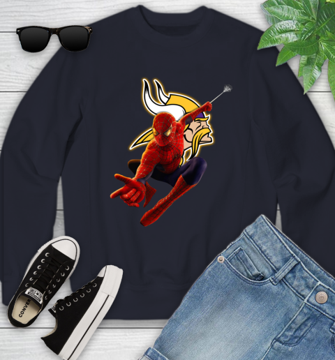 NFL Spider Man Avengers Endgame Football Minnesota Vikings Youth Sweatshirt - Image 4