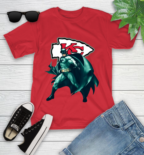 NFL Batman Football Sports Kansas City Chiefs Youth T-Shirt 10