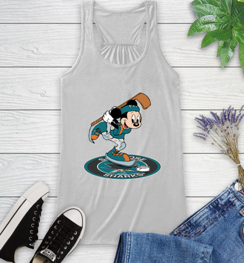 NHL Hockey San Jose Sharks Cheerful Mickey Disney Shirt Racerback Tank 2