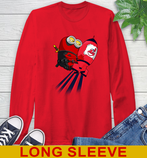 MLB Baseball Cleveland Indians Deadpool Minion Marvel Shirt Long Sleeve T-Shirt 12