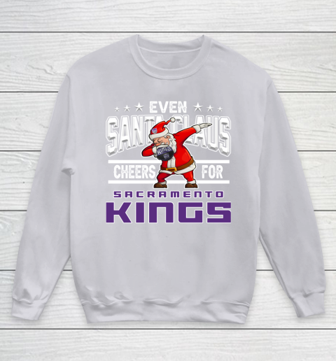 Sacramento Kings Even Santa Claus Cheers For Christmas NBA Youth Sweatshirt 3