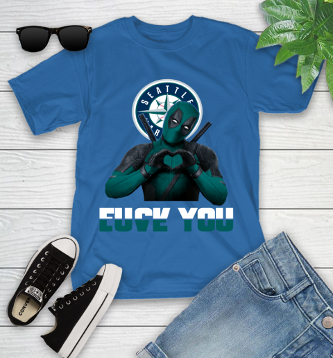 MLB Seattle Mariners Deadpool Love You Fuck You Baseball Sports Youth T-Shirt 12