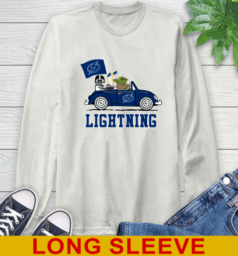 NHL Hockey Tampa Bay Lightning Darth Vader Baby Yoda Driving Star Wars Shirt Long Sleeve T-Shirt 12