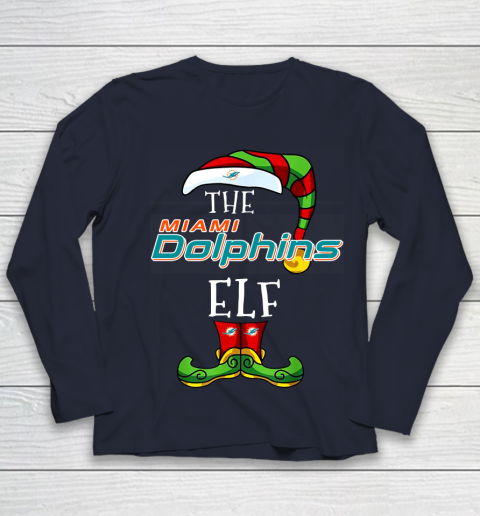 Miami Dolphins Christmas ELF Funny NFL Youth Long Sleeve 2