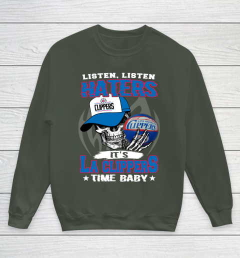 Listen Haters It is CLIPPERS Time Baby NBA Youth Sweatshirt 8