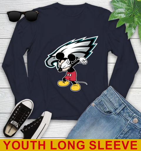 Philadelphia Eagles NFL Football Dabbing Mickey Disney Sports Youth Long Sleeve 3
