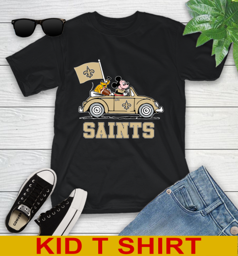 NFL Football New Orleans Saints Pluto Mickey Driving Disney Shirt Youth T-Shirt 2